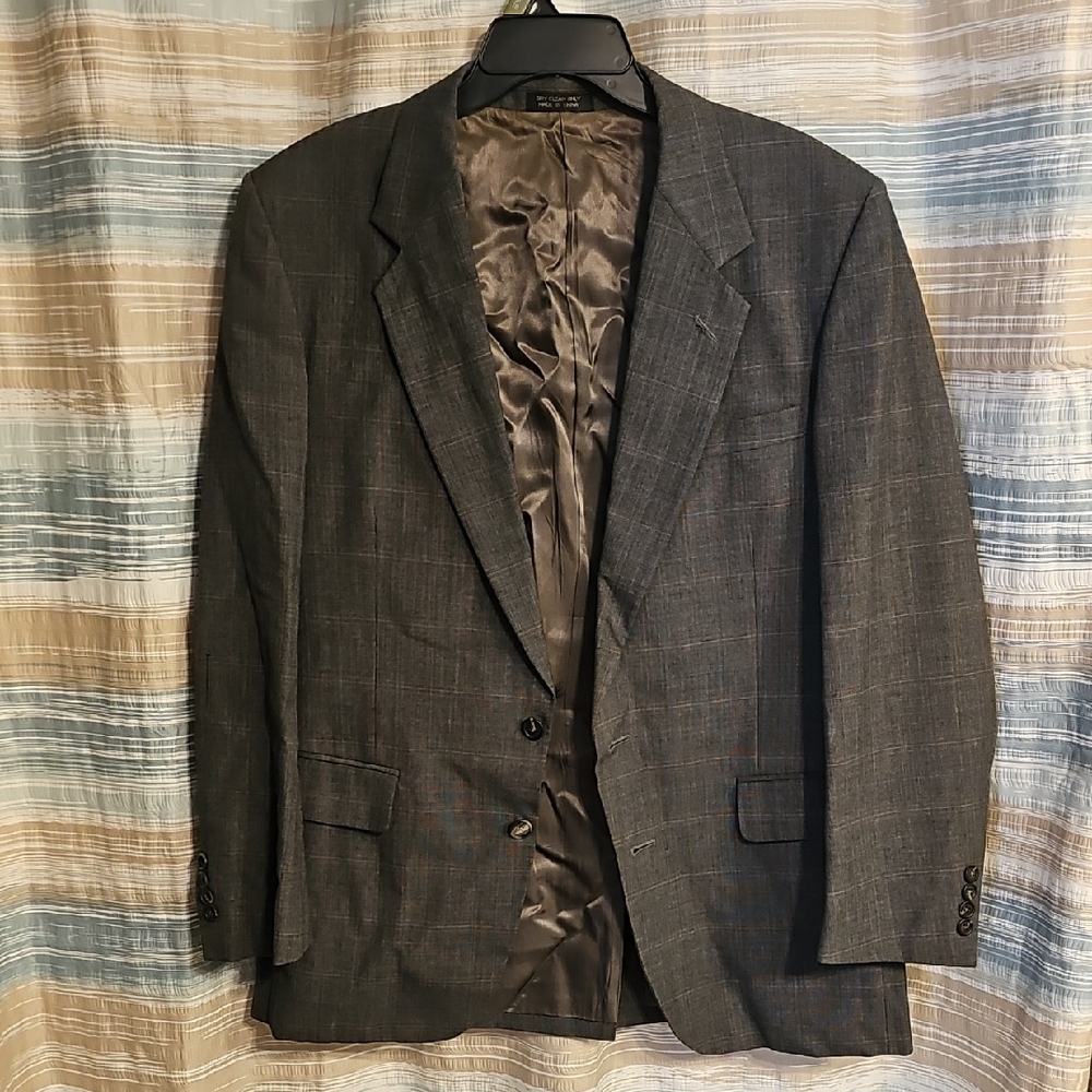 Oscar de la Renta Men's Gray Plaid Hand Tailored Blazer